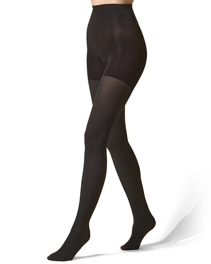 Women's BodySmootHers Pin Rib Shaper Tights : Color: Black