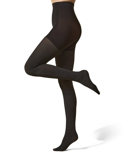 Women's BodySmootHers Pin Rib Shaper Tights : Color: Black