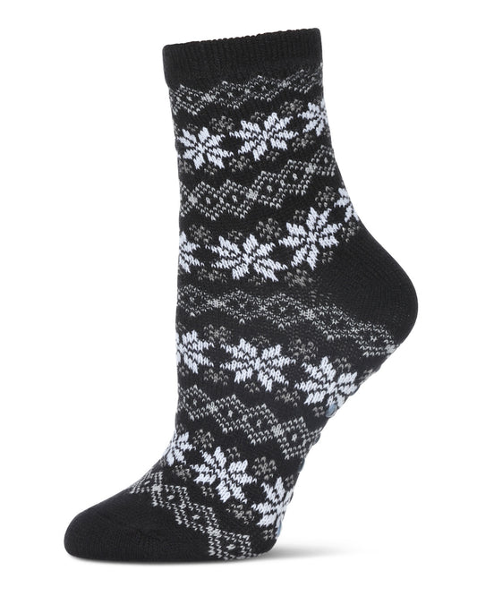 Women's Snowflakes Plush Cabin Socks : Color: Black