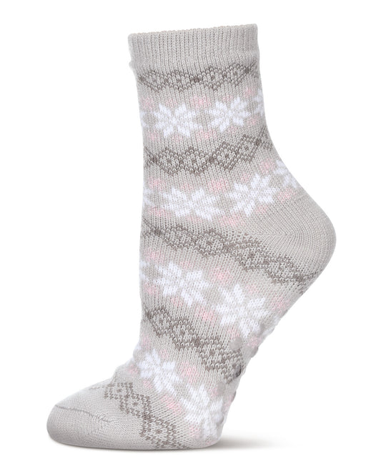 Women's Snowflakes Plush Cabin Socks : Color: Mirage Gray