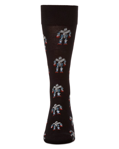 Robot Overlords Bamboo Blend Cartoon Men's Socks : Color: Black