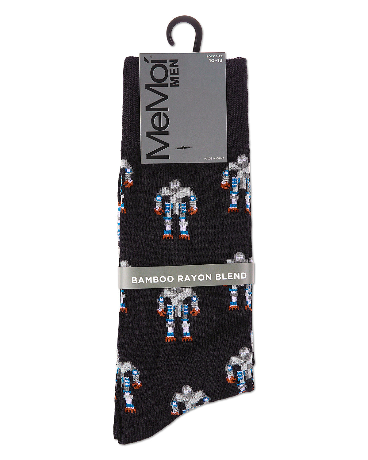 Robot Overlords Bamboo Blend Cartoon Men's Socks : Color: Black