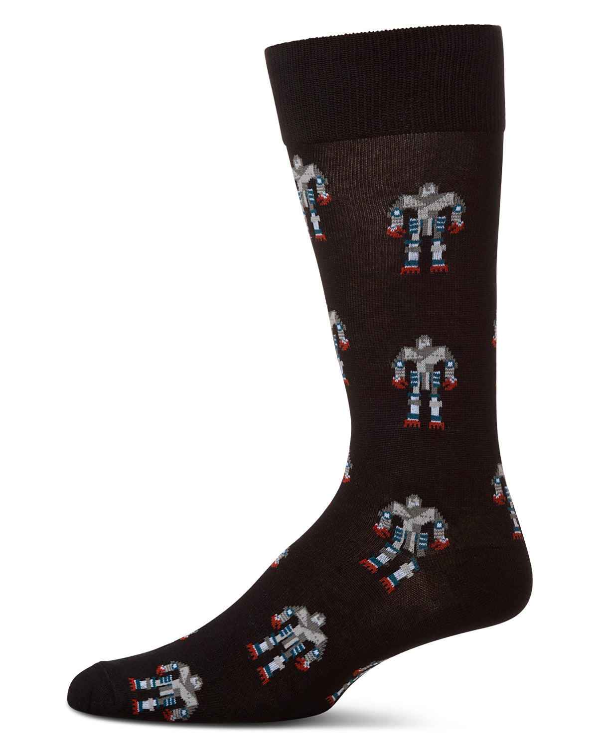 Robot Overlords Bamboo Blend Cartoon Men's Socks : Color: Black