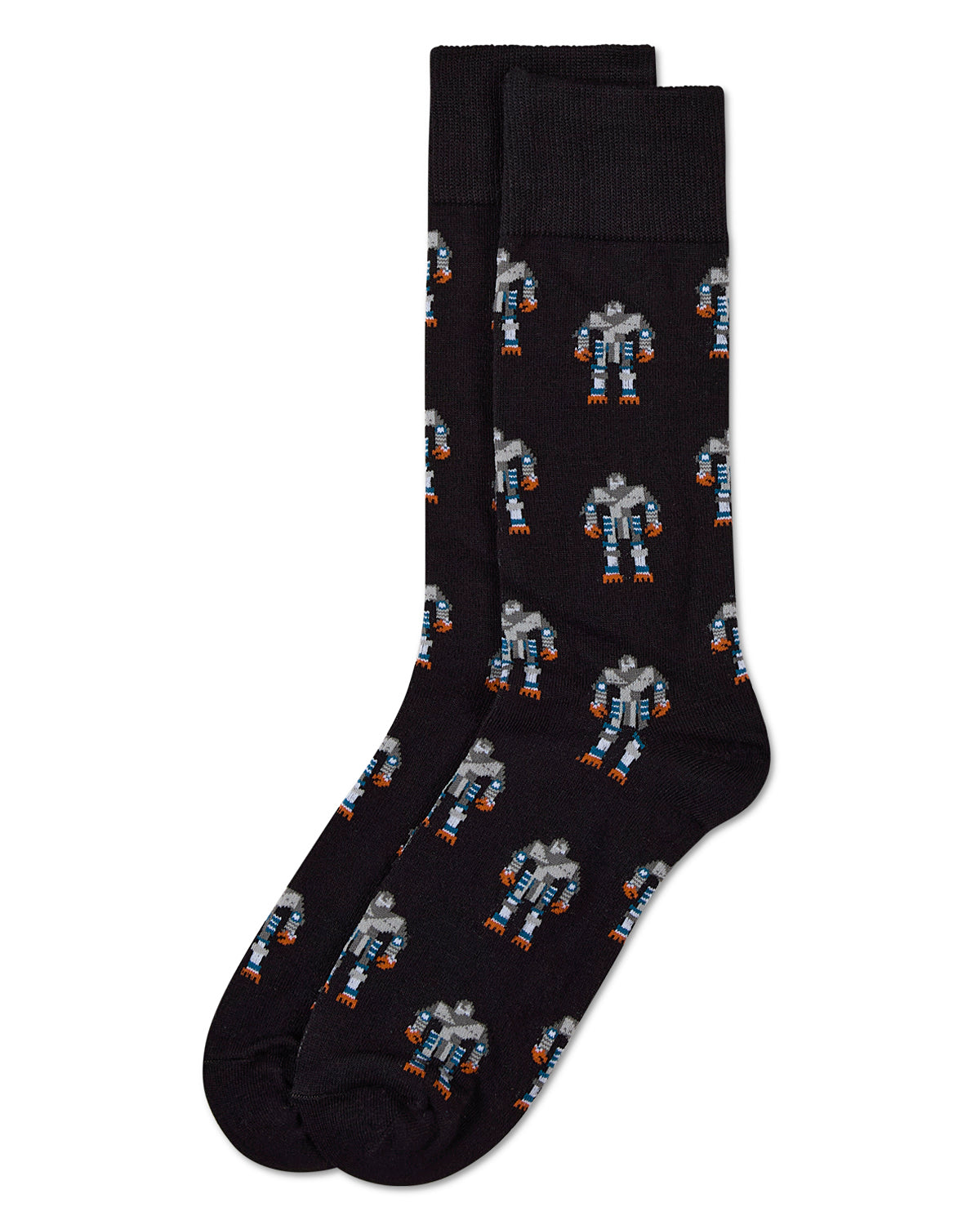 Robot Overlords Bamboo Blend Cartoon Men's Socks : Color: Black