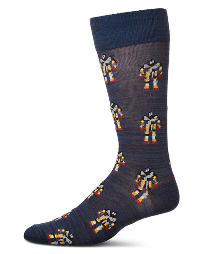 Robot Overlords Bamboo Blend Cartoon Men's Socks : Color: Black