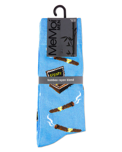 Smoker's Delight Cigar Bamboo Blend Men's Socks : Color: Blue