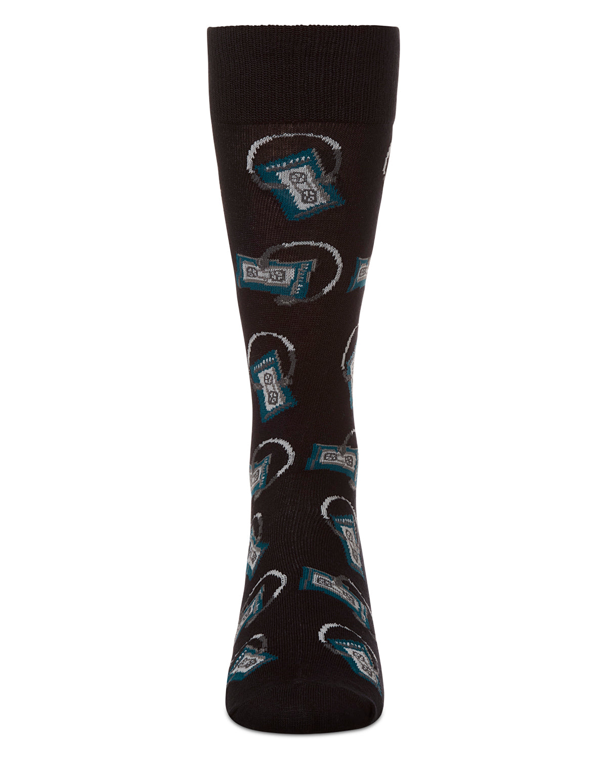 Slick Beats Cassette Player Men's Bamboo Blend Crew Socks : Color: Black