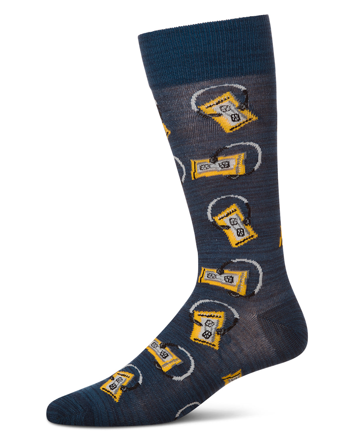 Slick Beats Cassette Player Men's Bamboo Blend Crew Socks : Color: Black