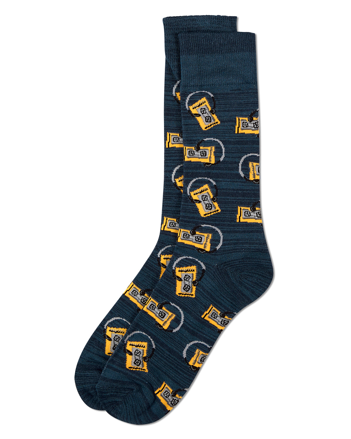 Slick Beats Cassette Player Men's Bamboo Blend Crew Socks : Color: Black