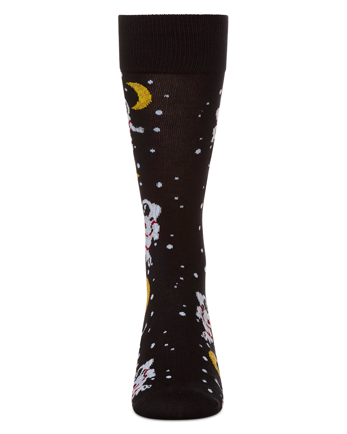 Stellar Moonwalk Astronaut Men's Bamboo Blend Crew Socks : Color: Black