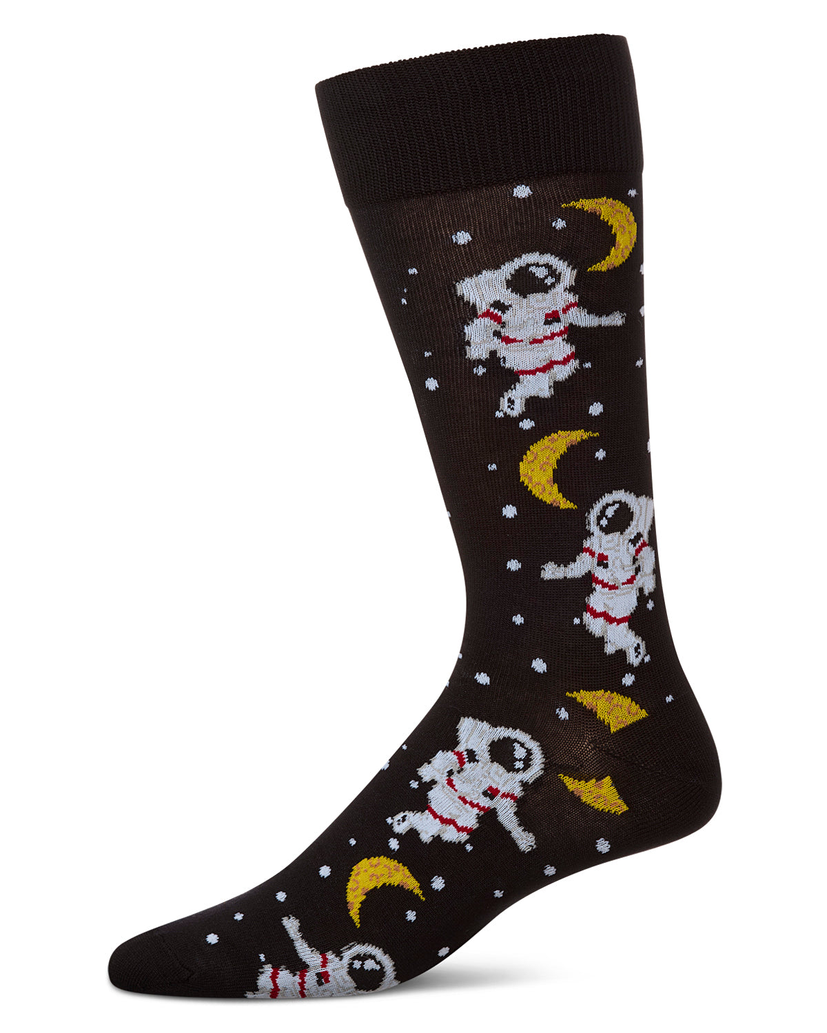 Stellar Moonwalk Astronaut Men's Bamboo Blend Crew Socks : Color: Black