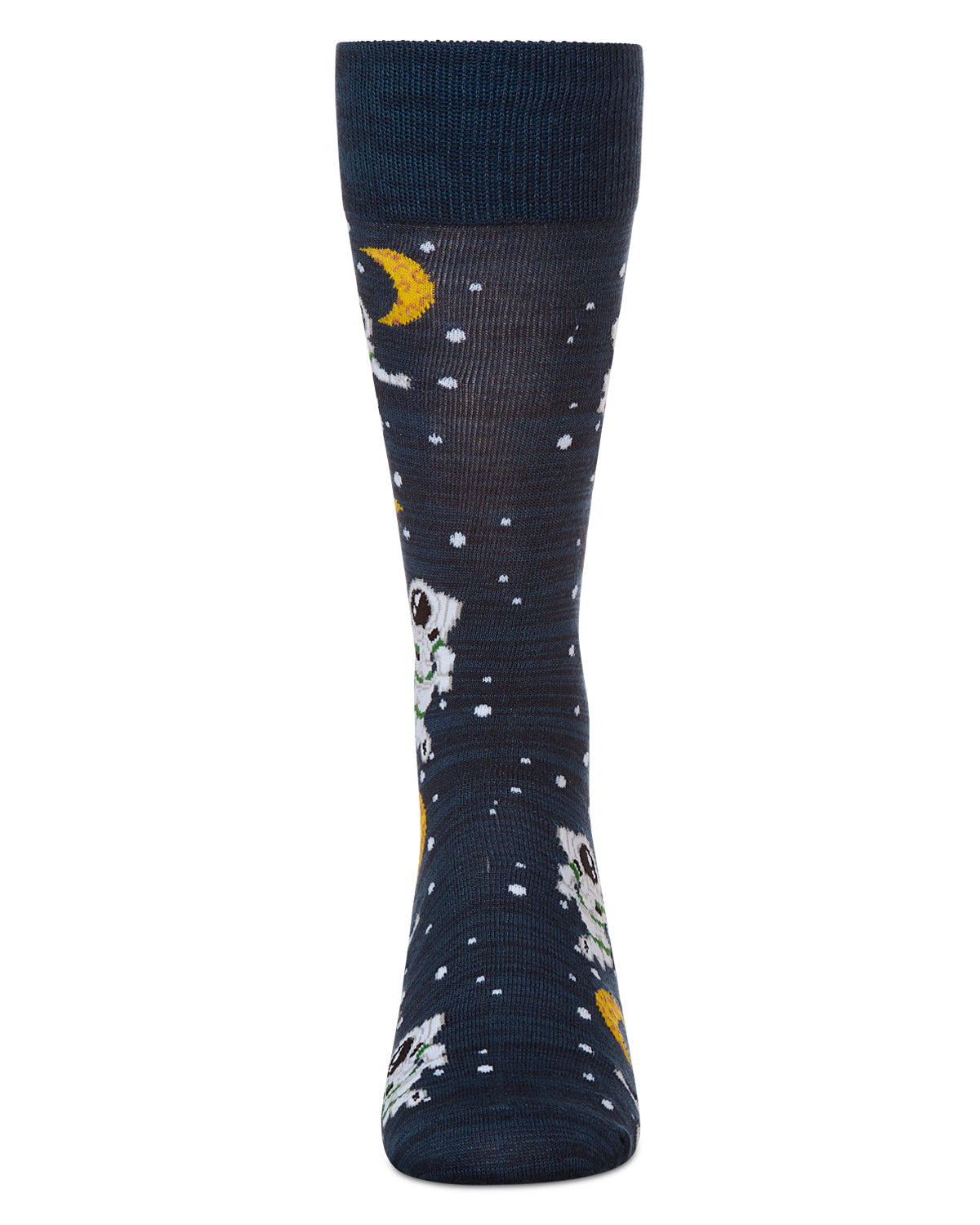 Stellar Moonwalk Astronaut Men's Bamboo Blend Crew Socks : Color: Black