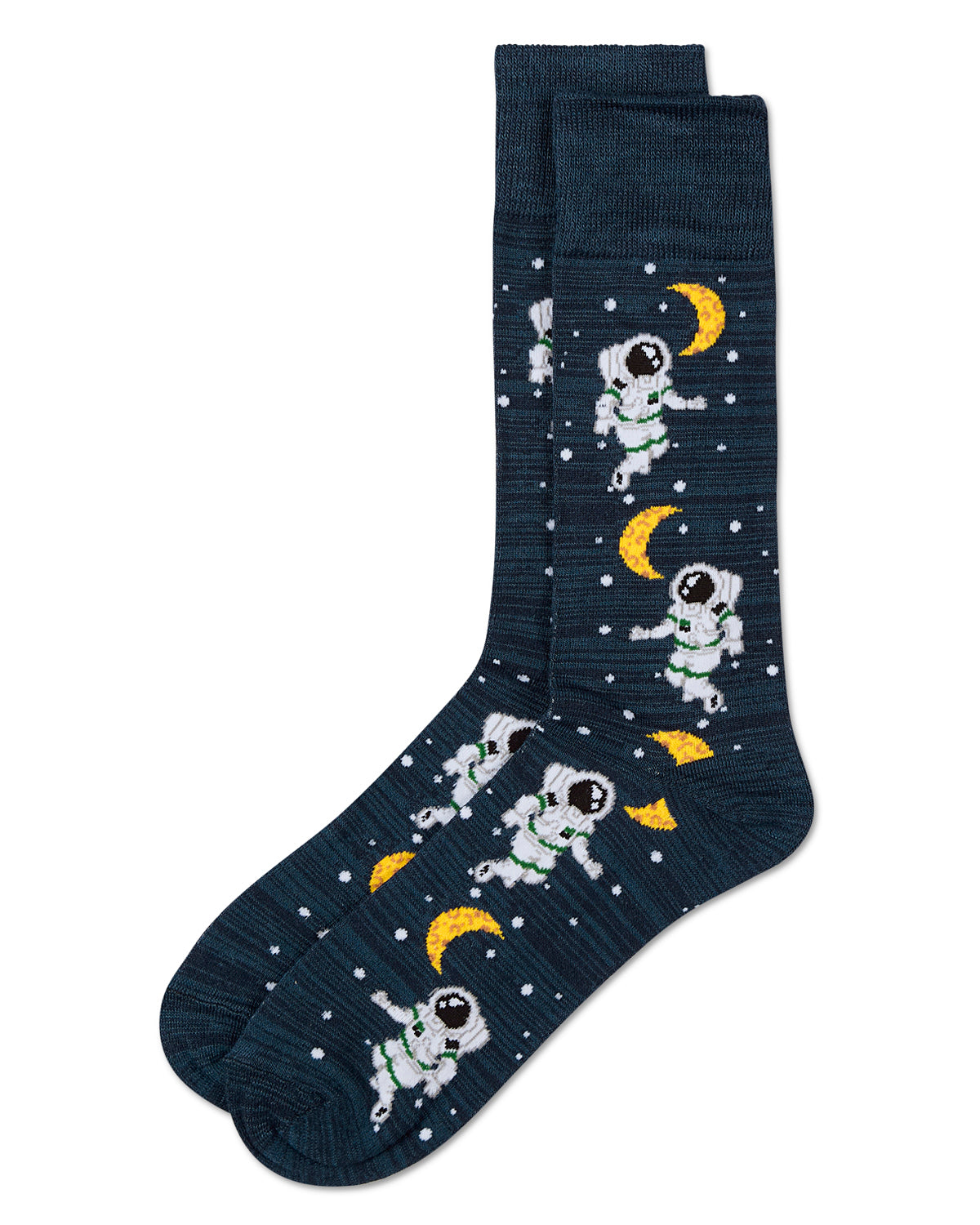 Stellar Moonwalk Astronaut Men's Bamboo Blend Crew Socks : Color: Black