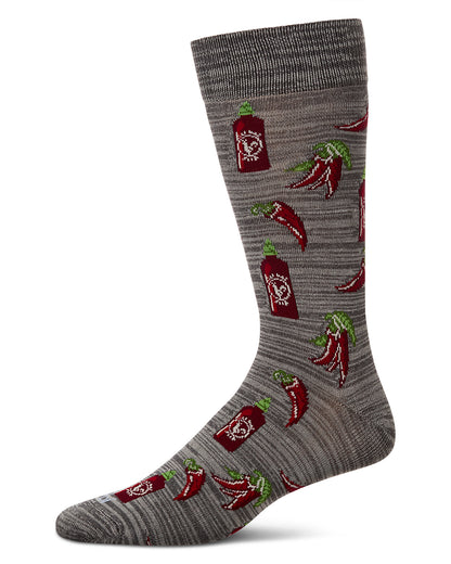 Hot Stuff Sriracha Bamboo Blend Men's Crew Socks : Color: Asphalt
