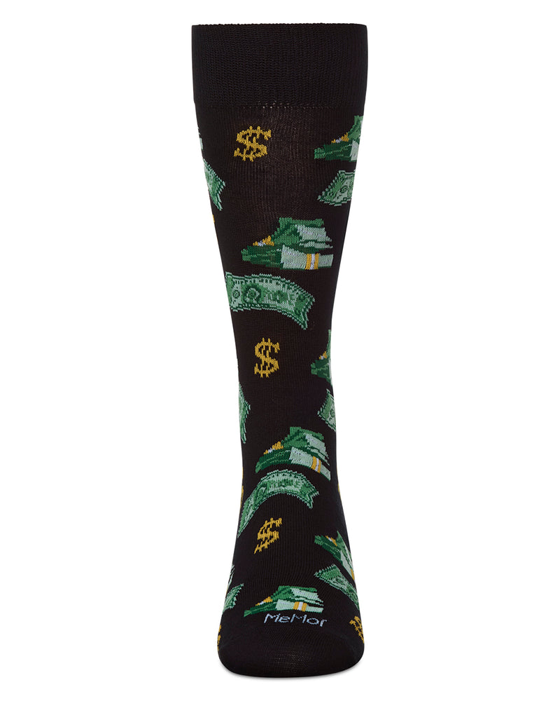 Money Bags Cash Print Bamboo Blend Men's Crew Socks