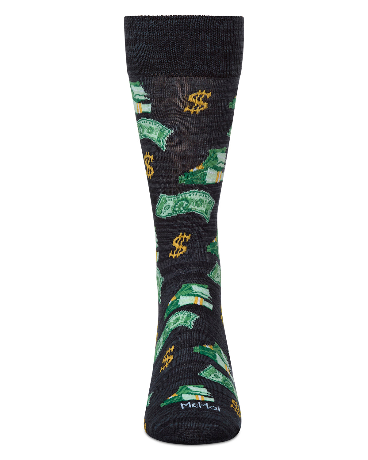Money Bags Cash Print Bamboo Blend Men's Crew Socks : Color: Navy Blazer