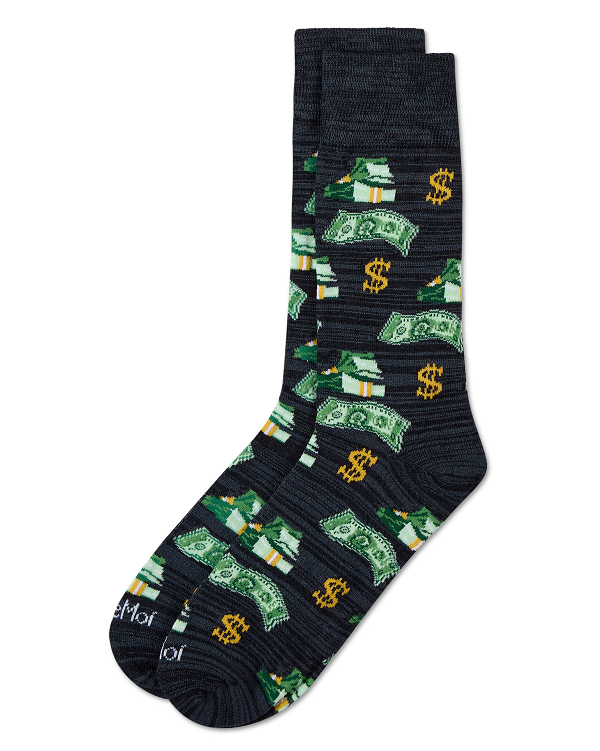 Money Bags Cash Print Bamboo Blend Men's Crew Socks : Color: Navy Blazer