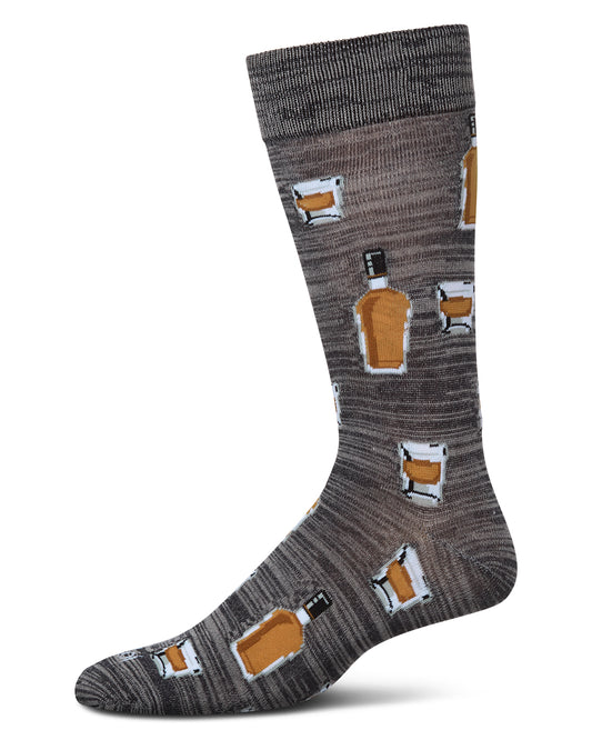 Whiskey Bar Conversational Bamboo Blend Men's Socks : Color: Asphalt