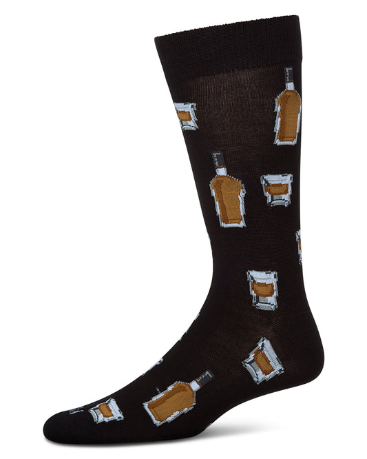Whiskey Bar Conversational Bamboo Blend Men's Socks : Color: Black