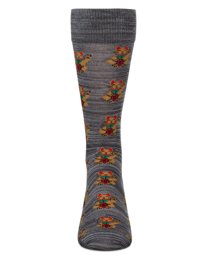 Lucky Cat Maneki-Neko Men's Bamboo Blend Crew Socks : Color: Asphalt