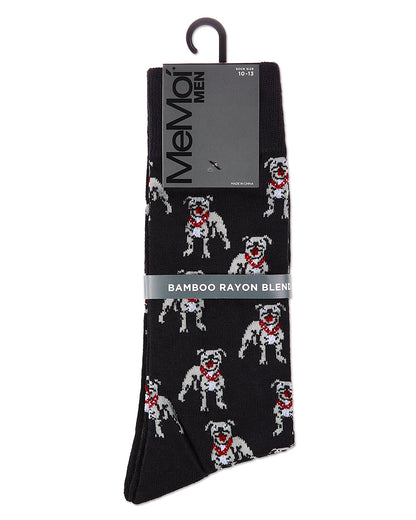Men's American Bully Dog Bamboo Blend Crew Socks : Color: Black