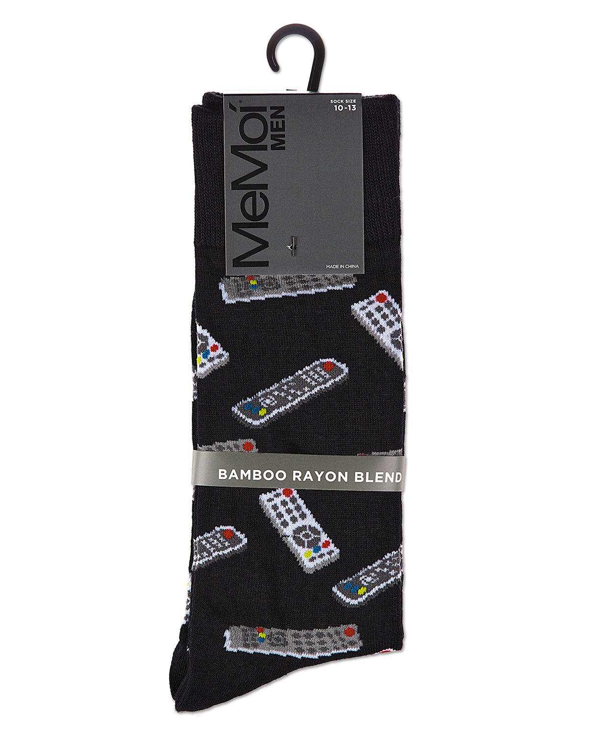 Control Center Remote Men's Bamboo Blend Crew Socks : Color: Black