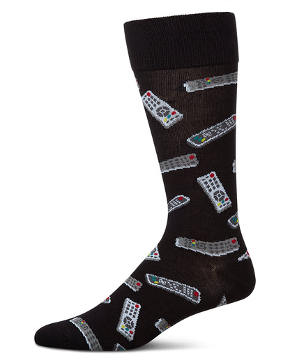 Control Center Remote Men's Bamboo Blend Crew Socks : Color: Black