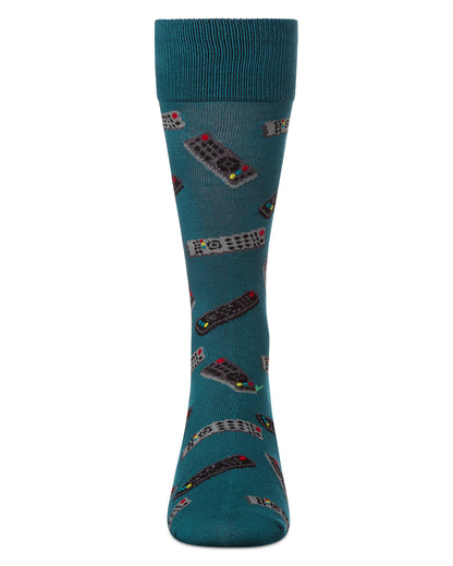 Control Center Remote Men's Bamboo Blend Crew Socks : Color: Black