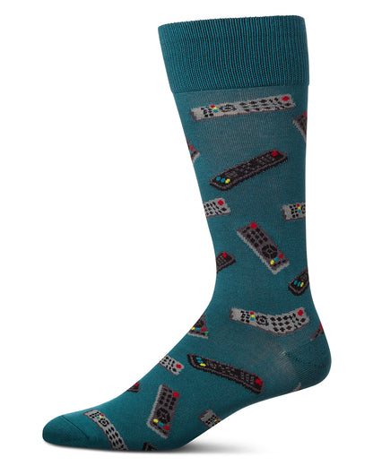 Control Center Remote Men's Bamboo Blend Crew Socks : Color: Black