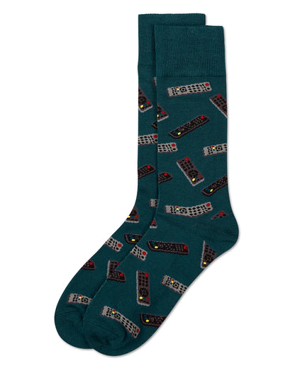 Control Center Remote Men's Bamboo Blend Crew Socks : Color: Black