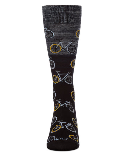 Men's Bicycles Patterned Rayon From Bamboo Crew Socks : Color: Black