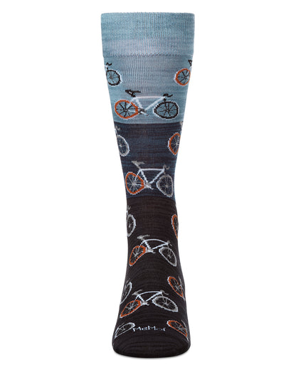 Men's Bicycles Patterned Rayon From Bamboo Crew Socks : Color: Navy Blazer
