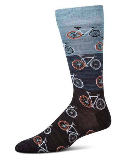 Men's Bicycles Patterned Rayon From Bamboo Crew Socks : Color: Navy Blazer
