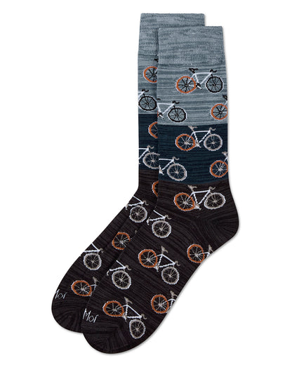 Men's Bicycles Patterned Rayon From Bamboo Crew Socks : Color: Navy Blazer