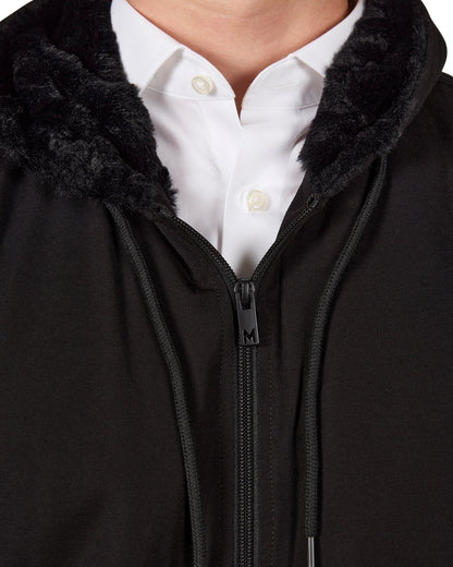 Men's Zip-Up Rayon Blend Hoodie with Faux Fur Lining -  Introductory Special