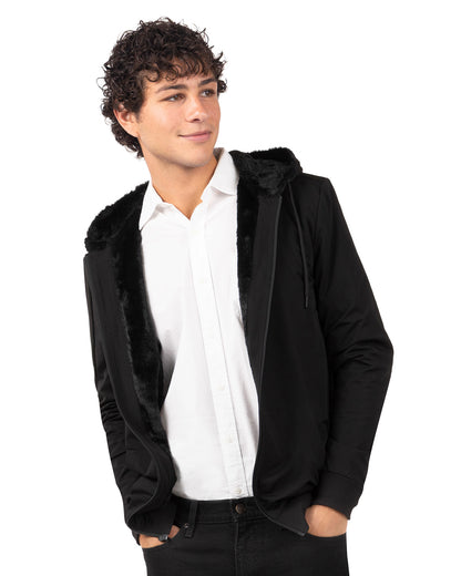 Zip-Up Rayon-Blend Hoodie with Faux Fur Lining - Introductory Special