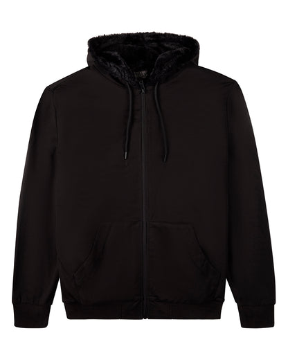 Men's Zip-Up Rayon Blend Hoodie with Faux Fur Lining -  Introductory Special