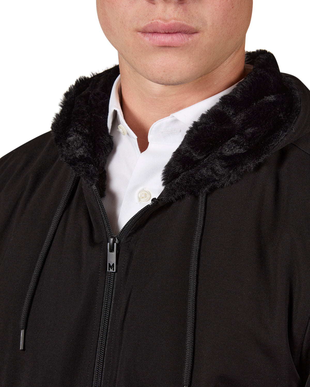 Men's Zip-Up Rayon Blend Hoodie with Faux Fur Lining -  Introductory Special