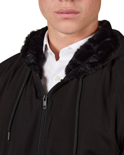 Men's Zip-Up Rayon Blend Hoodie with Faux Fur Lining -  Introductory Special