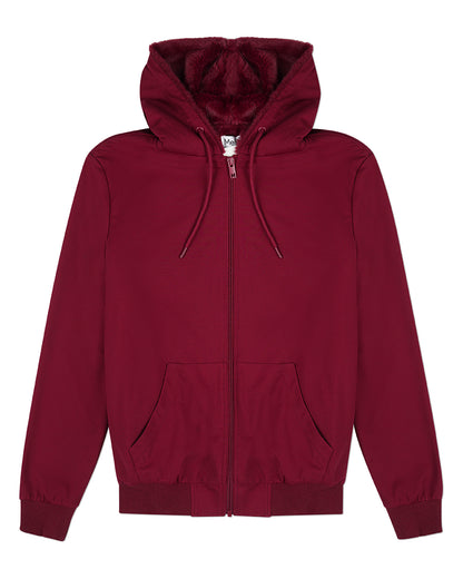 Men's Zip-Up Rayon Blend Hoodie with Faux Fur Lining -  Introductory Special