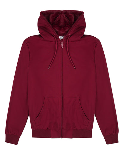 Men's Zip-Up Rayon Blend Hoodie with Faux Fur Lining -  Introductory Special