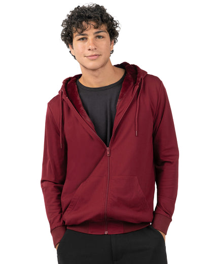 Zip-Up Rayon-Blend Hoodie with Faux Fur Lining - Introductory Special