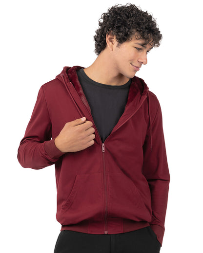 Zip-Up Rayon-Blend Hoodie with Faux Fur Lining - Introductory Special