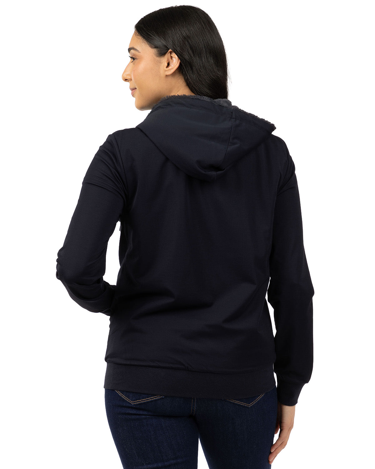 Zip-Up Rayon-Blend Hoodie with Faux Fur Lining - Introductory Special