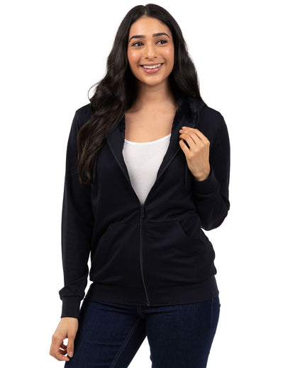 Zip-Up Rayon-Blend Hoodie with Faux Fur Lining - Introductory Special