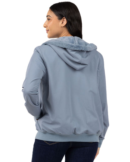 Zip-Up Rayon-Blend Hoodie with Faux Fur Lining - Introductory Special