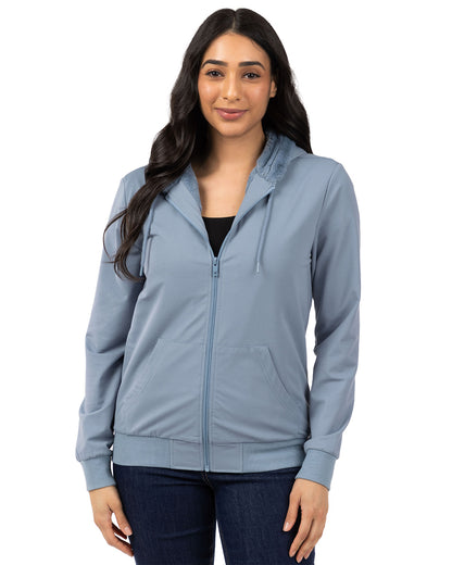 Zip-Up Rayon-Blend Hoodie with Faux Fur Lining - Introductory Special