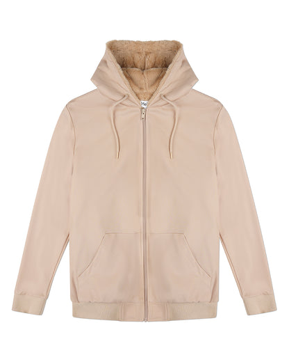 Men's Zip-Up Rayon Blend Hoodie with Faux Fur Lining -  Introductory Special