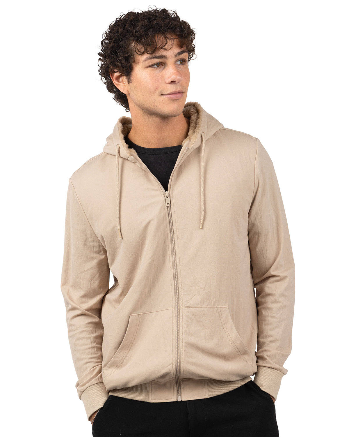 Zip-Up Rayon-Blend Hoodie with Faux Fur Lining - Introductory Special