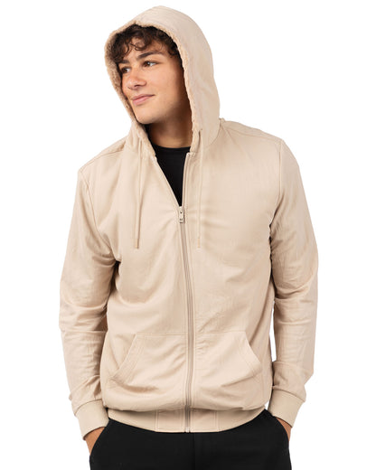 Zip-Up Rayon-Blend Hoodie with Faux Fur Lining - Introductory Special